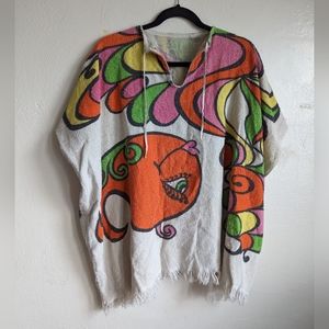 Vintage Handmade Towel Dress Coverup Shawl Caftan poncho